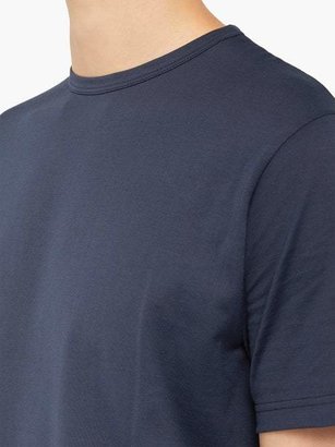 Sunspel Crew Neck Cotton Jersey T Shirt - Mens - Navy