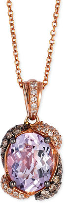 LeVian Pink Amethyst (2-1/5 ct. t.w.) and Diamond (3/8 ct. t.w.) Pendant Necklace in 14k Rose Gold