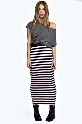 boohoo Olivia Striped Midi Skirt