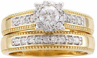Modern Bride 5/8 CT. T.W. Diamond 14K Two-Tone Gold Flower Milgrain Bridal Ring Set No Color Family