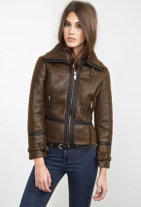 Forever 21 Faux Shearling Aviator Jacket