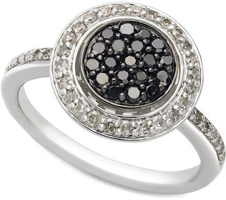 Sterling Silver Ring, Black and White Diamond Circle Ring (1/2 ct. t.w.)