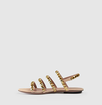 Gucci Mallory Crystal Embellished Suede Sandals