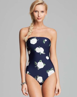 Juicy Couture Black Label Camellia Couture Bandeau Lace Up Maillot One Piece Swimsuit