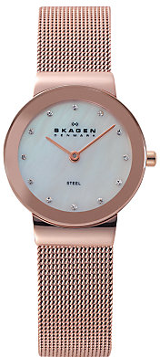 Skagen 358SRRD Women's Stainless Steel Bracelet Watch, Rose Gold