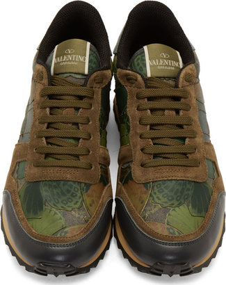 Valentino Olive Suede Butterfly Camo Sneakers