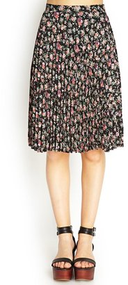 Forever 21 Pleated Floral Midi Skirt