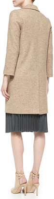 Milly Merino 3/4-Sleeve Back-Zip Sweater
