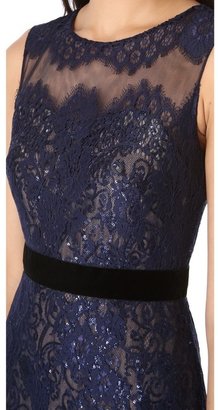 Notte by Marchesa 3135 Notte by marchesa Lace Dress with Sequin Layer