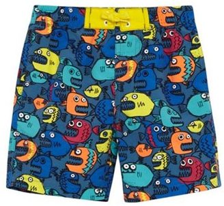 Bluezoo Boy's blue pirana printed swim shorts