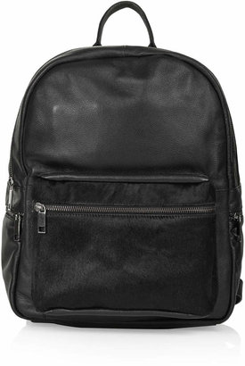 Topshop Premium Leather and Pony-Effect Panel Backpack
