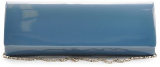 Olga Berg Liz patent fold-over clutch with chain