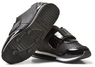 Michael Kors Black Branded Patent Velcro Trainers