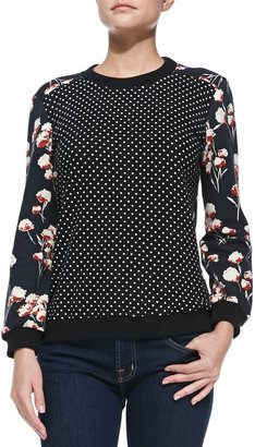 Tory Burch Ronnie Dotted/Floral-Print Pullover