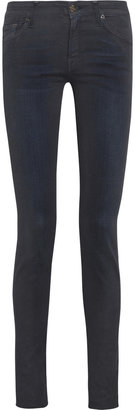 7 For All Mankind Shoecut glitter-finished mid-rise skinny jeans