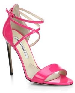 Brian Atwood Tamy Criss-Cross Patent Leather Strappy Sandals