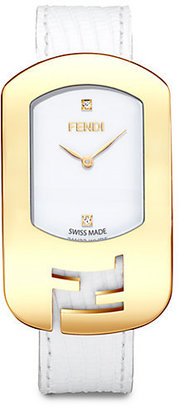 Fendi Diamond & Goldtone Stainless Steel Watch/White