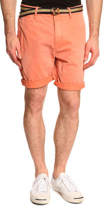 SCOTCH AND SODA Faded Blue Cotton Bermuda Shorts with Integrated Belt