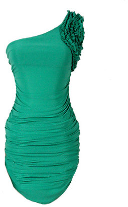 ChicNova Green One Shoulder Body-Conscious Jersey Dress with Frill