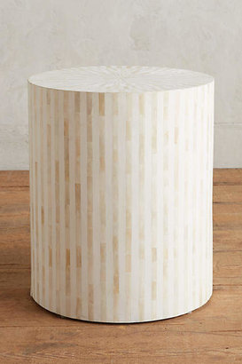 Anthropologie Rounded Inlay Drum Side Table