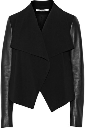 Diane von Furstenberg Olympia leather-paneled woven jacket