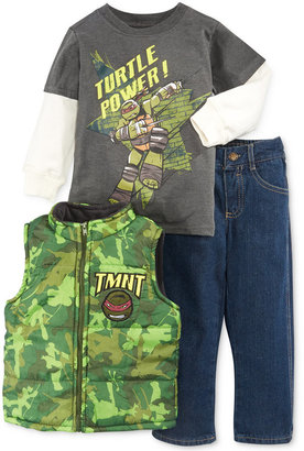 Nannette Little Boys' 3-Piece Ninja Turtles Vest, Graphic Tee & Jeans Set