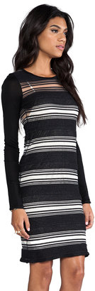 Derek Lam 10 CROSBY Sheer Stripe Long Sleeve Dress