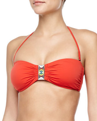 Nanette Lepore Beach House Beaded Bandeau Bikini Top