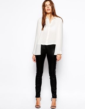 By Zoé Skinny Leather Leggings with Zip Detail - Black