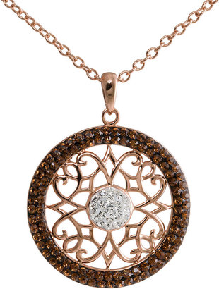 JCPenney FINE JEWELRY Crystal 14K Rose Gold Over Silver Filigree Pendant Necklace