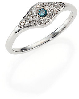 Jacquie Aiche Blue Diamond & 14K White Gold Eye Ring