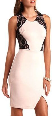 Charlotte Russe Lace-Trimmed Tulip Slit Bodycon Dress