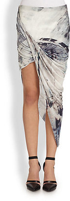 Helmut Lang Tidal Printed Asymmetrical Twisted Skirt