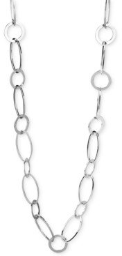 Kenneth Cole Silver Circle & Oval Link Long Necklace