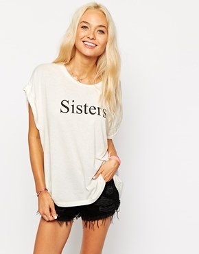 Wildfox Couture Oversized T-Shirt With Sisters Print - White