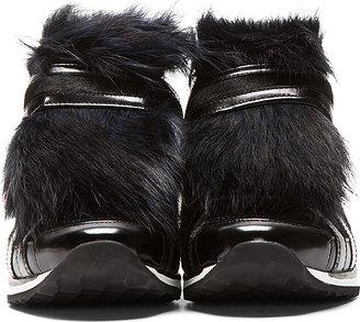 Pierre Hardy Black Fur Accent Sneakers