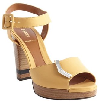 Fendi yellow leather 'Sanda O' sandals