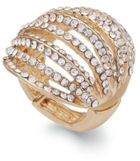 INC International Concepts Gold-Tone Crystal Pavé Multi-Row Stretch Ring