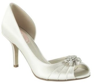 Pink by Paradox London Ivory satin kiss open waisted peep toe shoe
