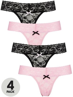 Sorbet Elegance Flirty Lace Thongs (4 Pack)