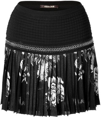 Roberto Cavalli Skirt with Chain Trim in Black/White