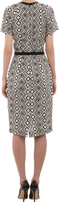 Martin Grant Geometric-print Belted Sheath Dress
