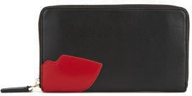 Lulu Guinness Abstract Lips Continental Leather Purse Black