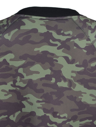Choies Camouflage Pattern Bomber Jacket With Flounce Hem