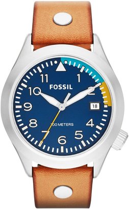 Fossil AM4554 Aeroflite Mens tan leather military watch
