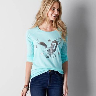 American Eagle Long Sleeve Eagle Graphic T-Shirt