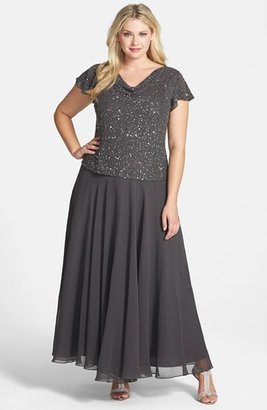 J Kara Embellished Mock Two-Piece Gown (Plus Size)