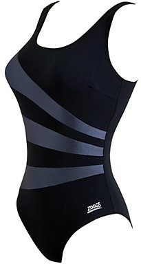 Zoggs Sandon Scoopback Swimsuit, Black/Grey