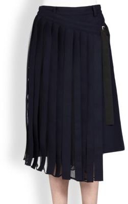 Sacai Pleated Wrap-Overlay Shorts