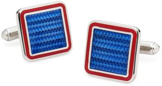 Brooks Brothers Sterling and Vitreous Enamel Square Cuff Links